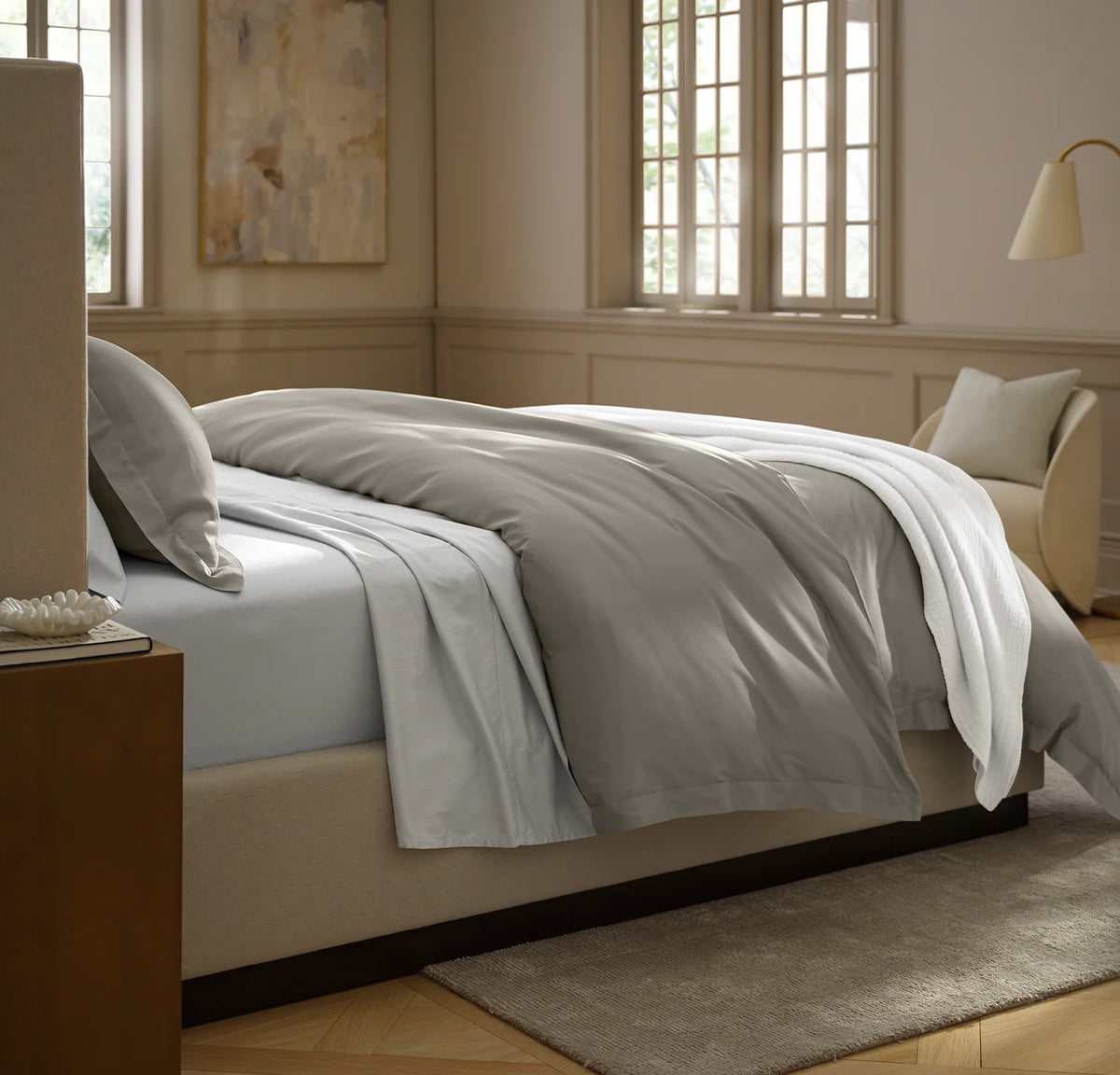 Signature Hemmed Duvet Set - Pewter