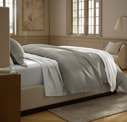 Signature Hemmed Duvet Set - Pewter