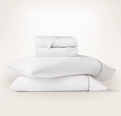 Signature Embellished Sheet Set - White/Shore Embroidered