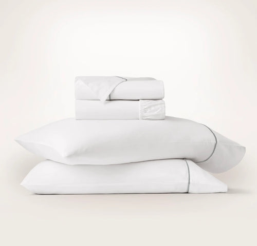 Signature Embellished Sheet Set - White/Shore Embroidered