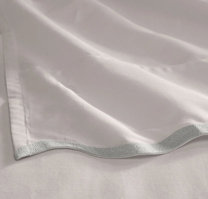 Signature Embellished Sheet Set - White/Mist Curved Edge