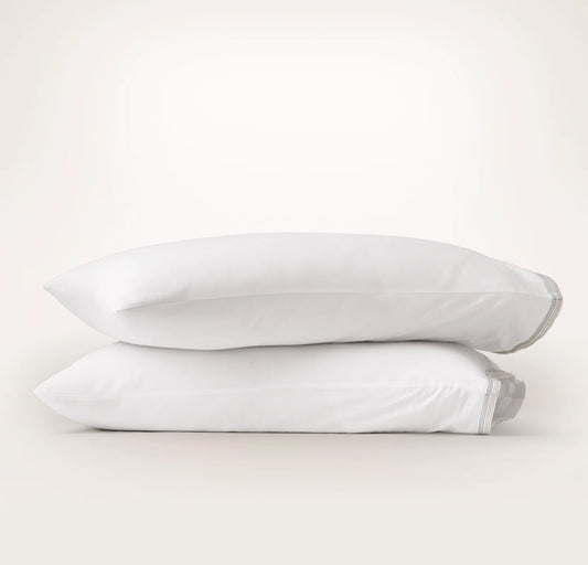 Signature Embellished Pillowcase Set - White/Shore/Sand Sail Stitch