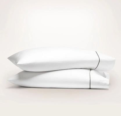 Signature Embellished Pillowcase Set - White/Stone Embroidered
