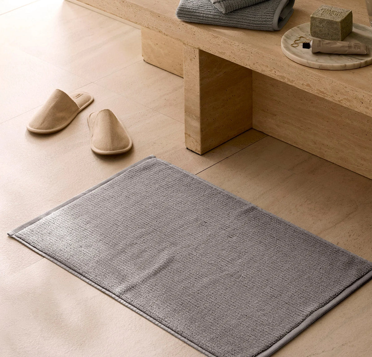 Turkish Ribbed Bath Mat - Stone