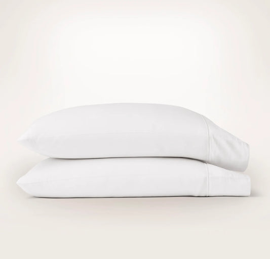 Percale Embellished Pillowcase Set - White/White Embroidered