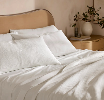 Signature Stitchline Sham - White