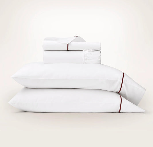 Signature Embellished Sheet Set - White/Holly Embroidered