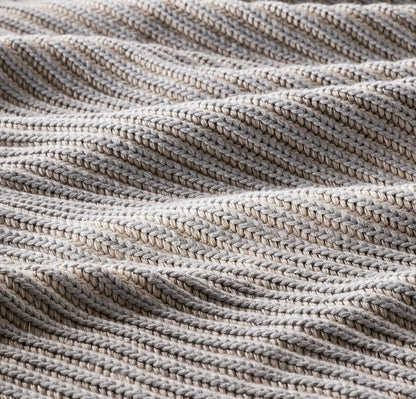 Sunday Knit Throw Blanket - Shore/Heathered Oatmeal