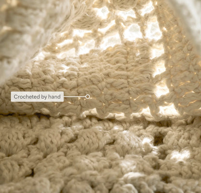 Summer Crochet Throw Blanket - Natural