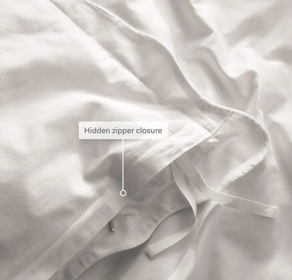 Percale Embellished Sham - White/White Curved Edge