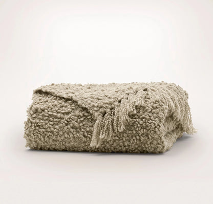 Cozy Boucle Throw Blanket - Heathered Oak