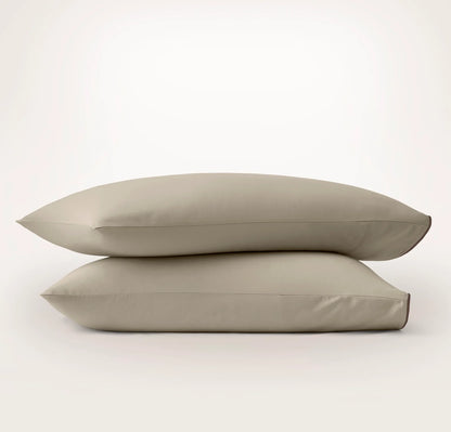 Signature Embellished Pillowcase Set - Oak/Walnut Piped Edge