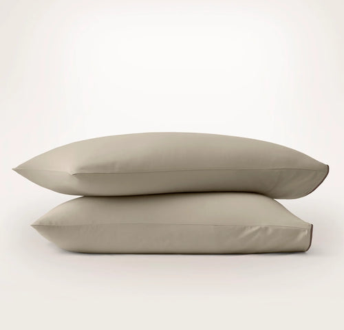 Signature Embellished Pillowcase Set - Oak/Walnut Piped Edge