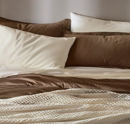 Signature Hemmed Duvet Set - Walnut