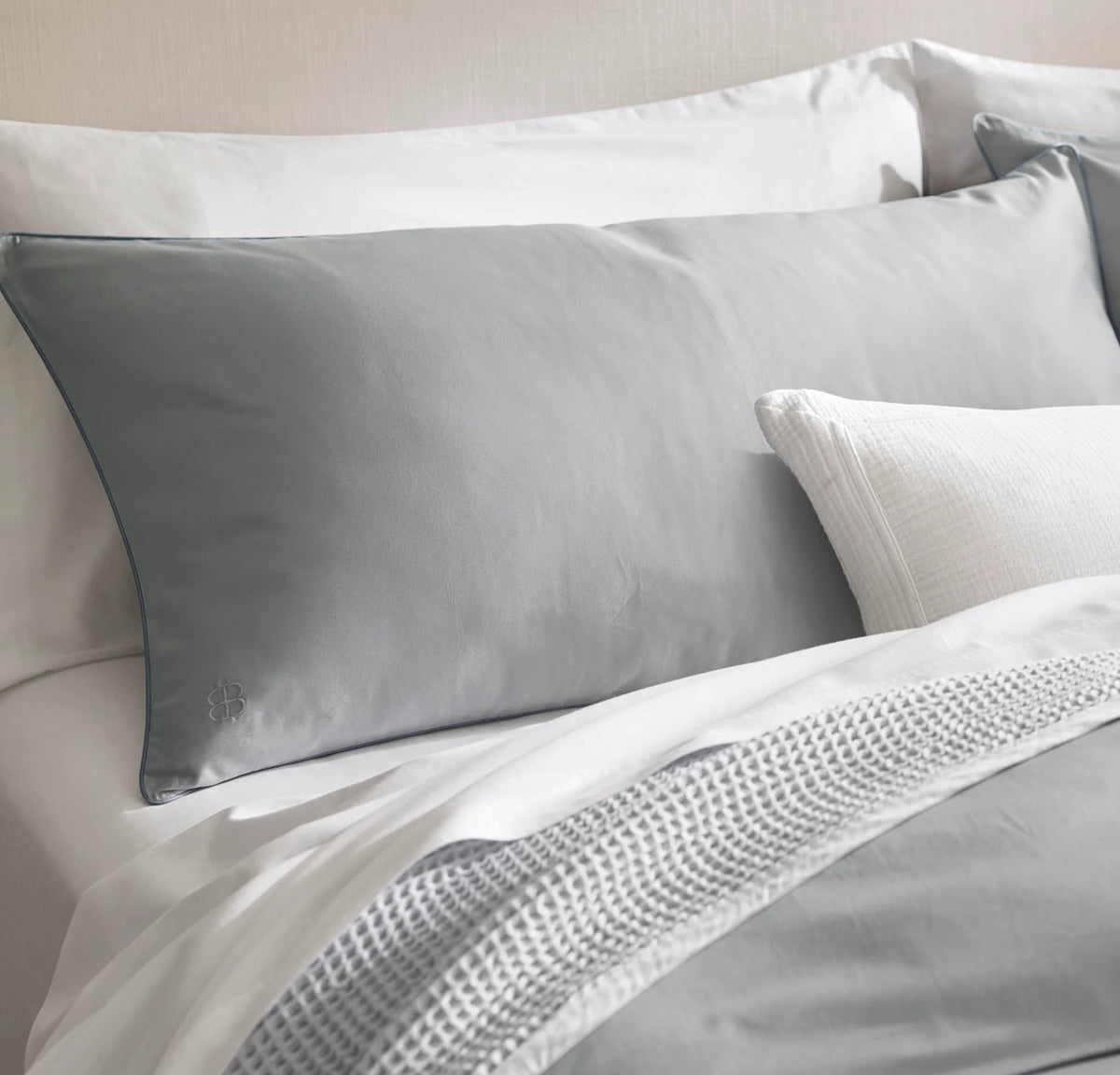Signature Embellished Duvet Set - Shore/Bluestone Piped Edge