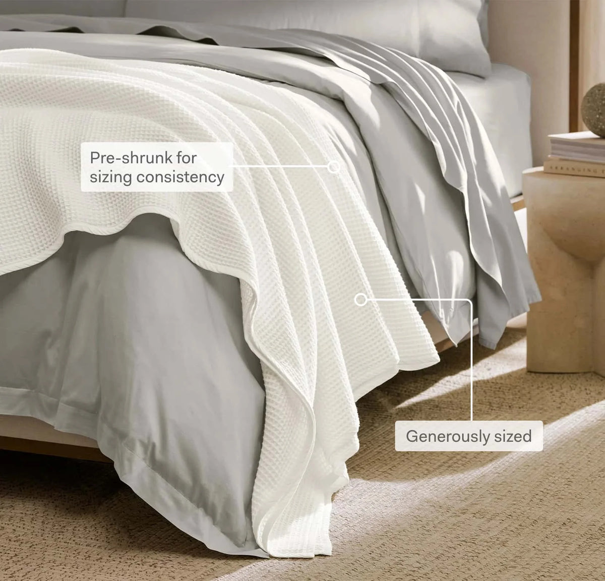 Waffle Bed Blanket - White