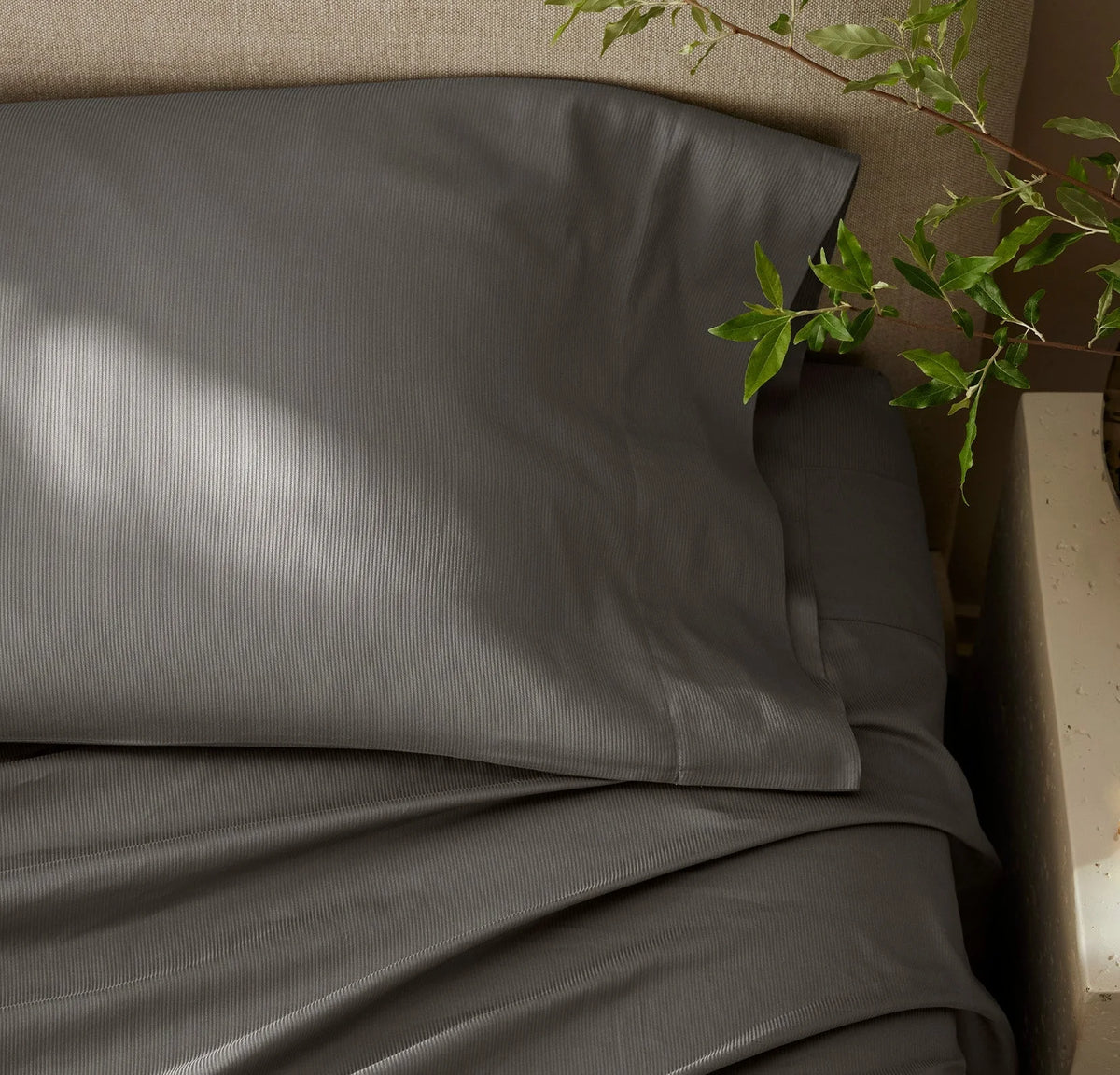 Signature Hemmed Fabric Swatch - Stone Textured Stripe