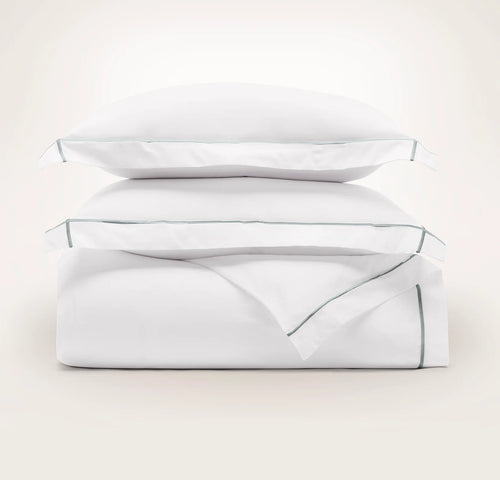 Percale Embellished Duvet Set - White/Shore Embroidered