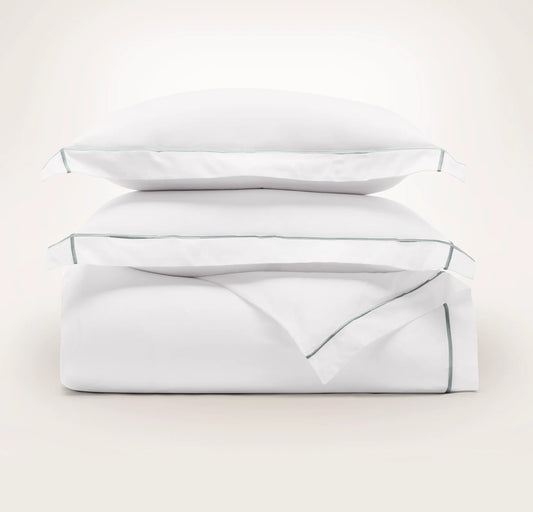 Percale Embellished Duvet Set - White/Shore Embroidered