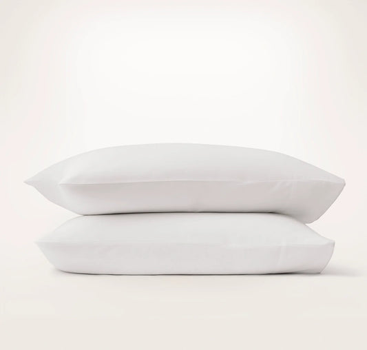 Signature Embellished Pillowcase Set - White/White Piped Edge