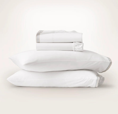 Signature Embellished Sheet Set - White/Shore/Sand Sail Stitch