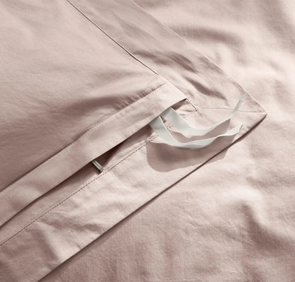 Percale Hemmed Duvet Set - Dusty Rose
