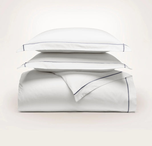 Signature Embellished Duvet Set - White/Mineral Embroidered