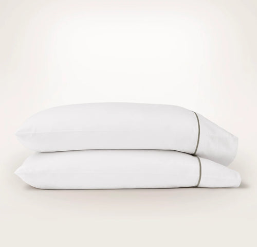 Percale Embellished Pillowcase Set - White/Oak Embroidered