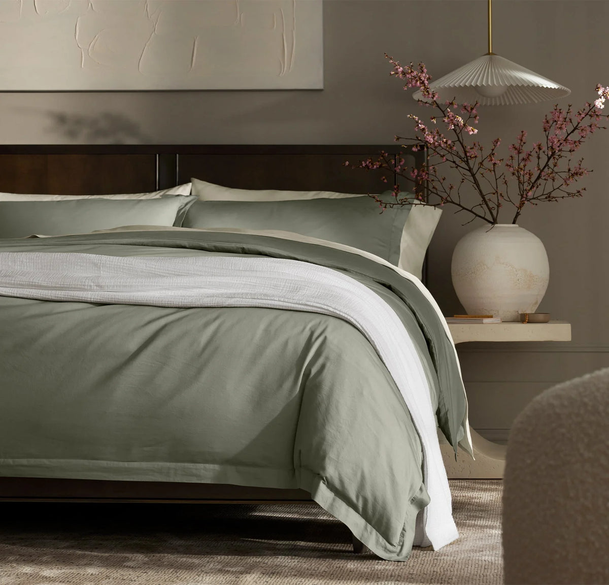 Signature Hemmed Duvet Set - Sageleaf