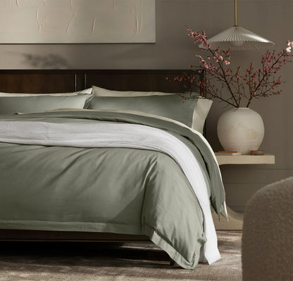 Signature Hemmed Duvet Set - Sageleaf