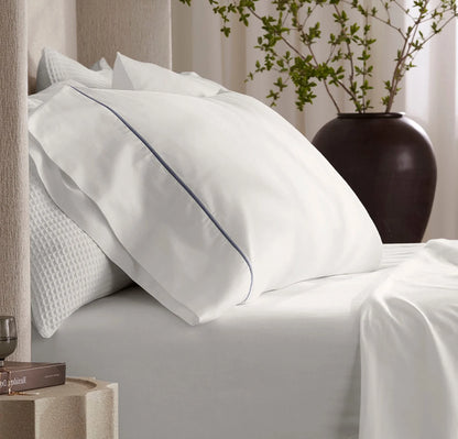 Signature Embellished Pillowcase Set - White/Mineral Embroidered