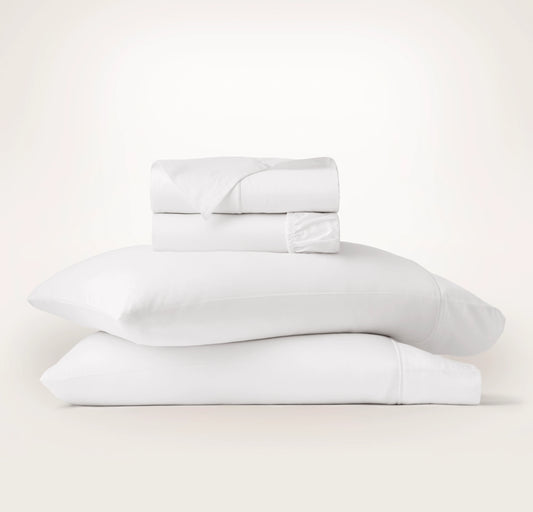 Signature Embellished Sheet Set - White/White Embroidered