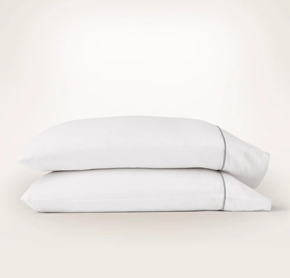 Percale Embellished Pillowcase Set - White/Shore Embroidered