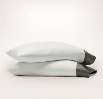 Signature Embellished Pillowcase Set - White/Juniper Colorblock