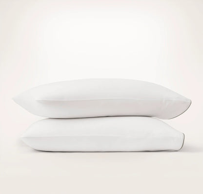Signature Embellished Pillowcase Set - White/Pewter Piped Edge