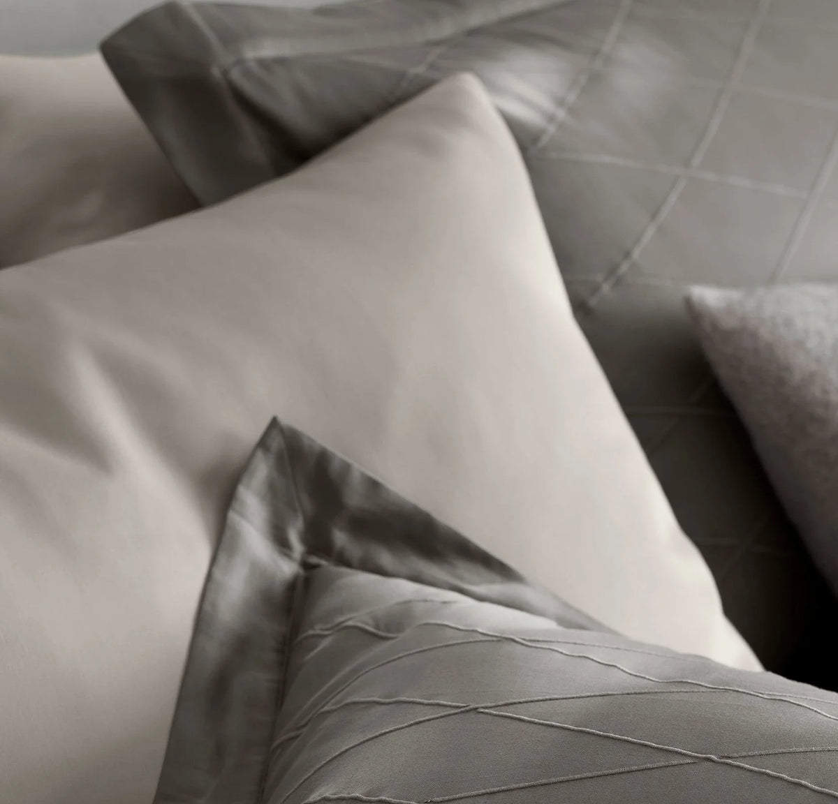 Reserve Embellished Duvet Set - Stone/Stone Embroidered Lattice