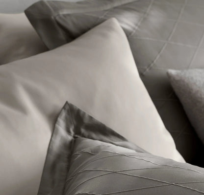 Reserve Embellished Duvet Set - Stone/Stone Embroidered Lattice