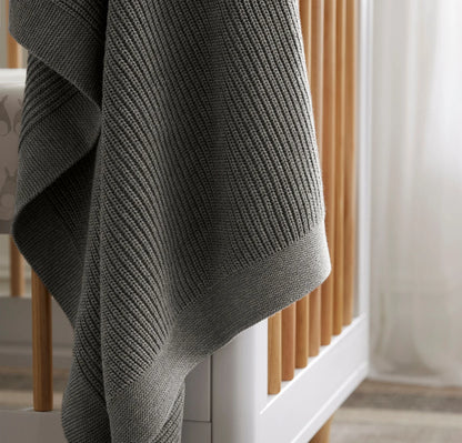 Ribbed Knit Baby Blanket - Heathered Stone