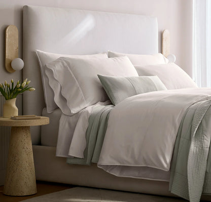 Signature Embellished Sheet Set - White/White Curved Edge