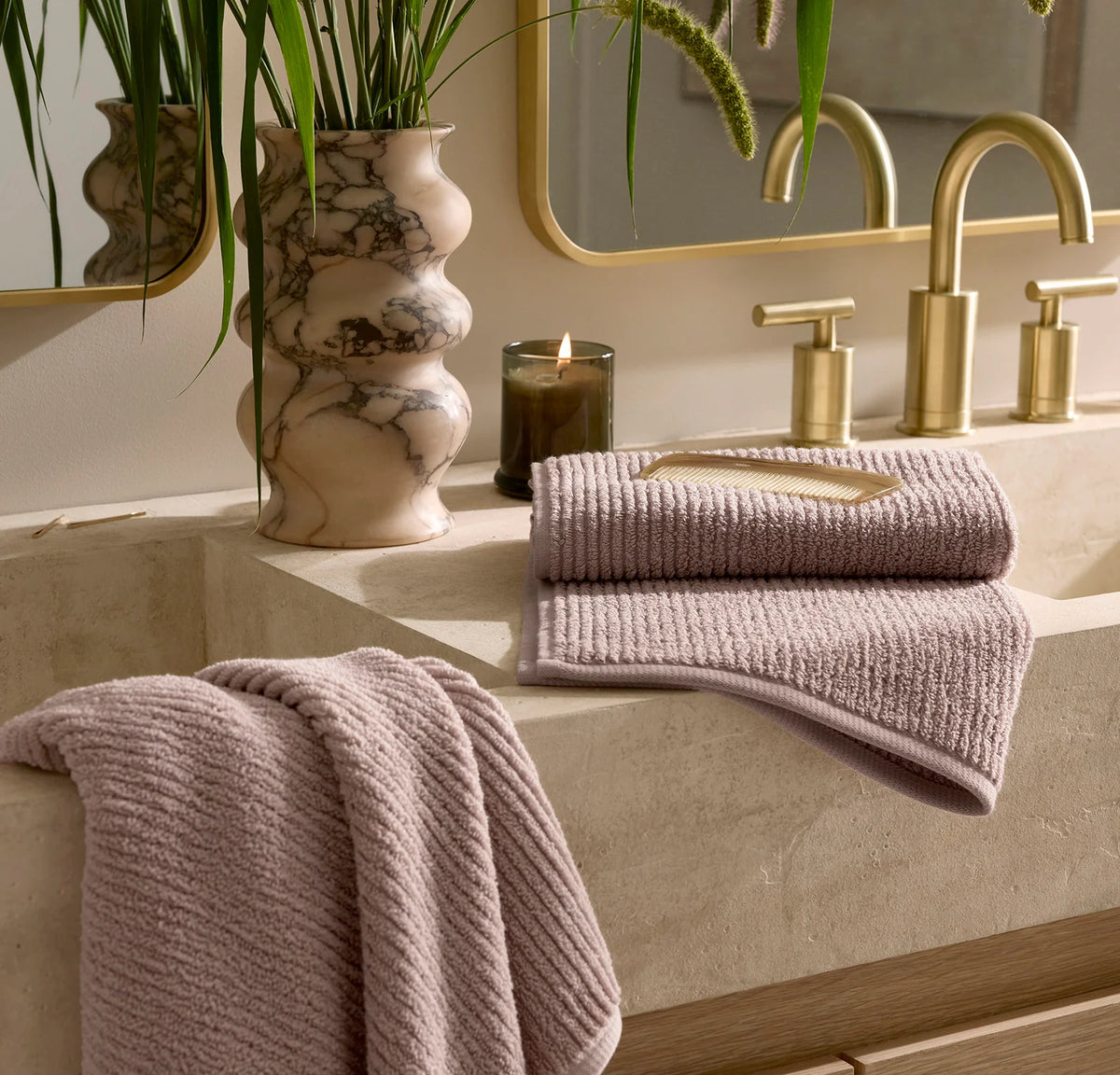 Turkish Ribbed Bath Towel Set