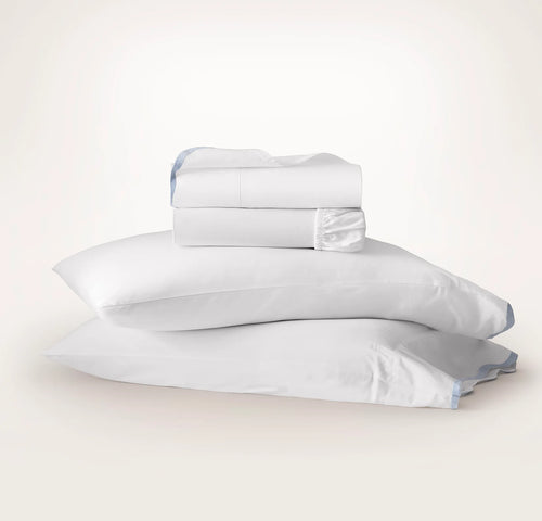 Signature Embellished Sheet Set - White/Hydrangea Curved Edge