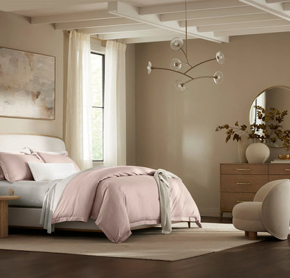 Percale Hemmed Duvet Set - Dusty Rose