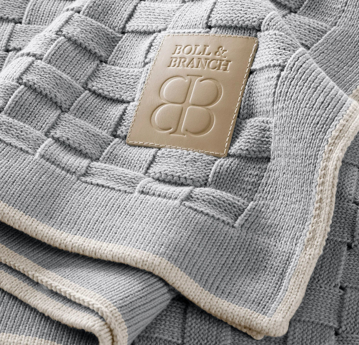 Basketweave Knit Throw Blanket - Shore/Sand
