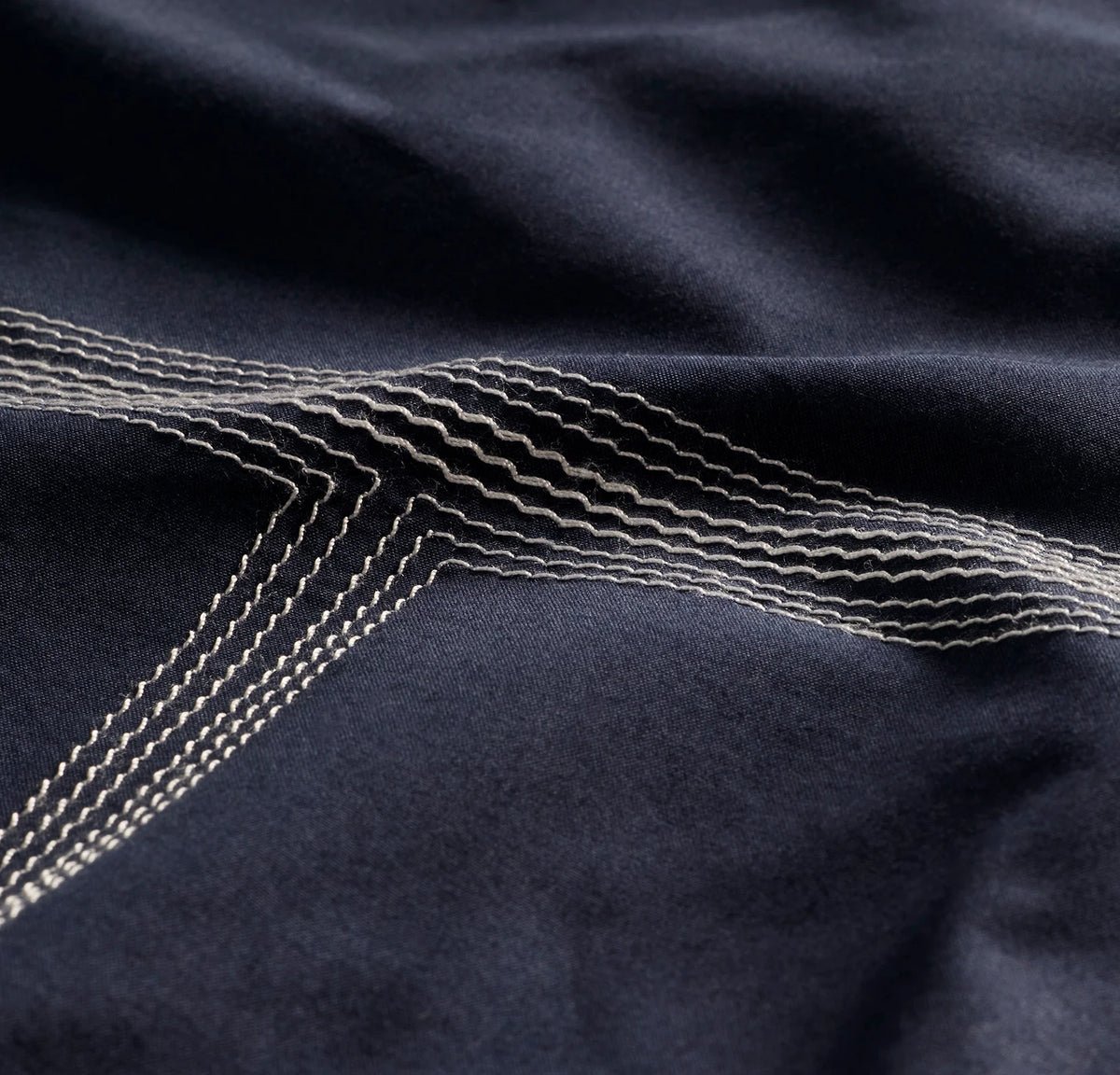 Signature Embellished Sheet Set - Coastal Navy/White Sail Stitch