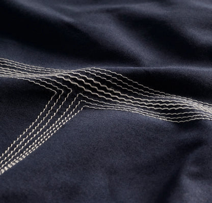 Signature Embellished Sheet Set - Coastal Navy/White Sail Stitch