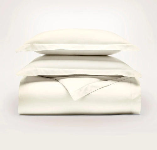 Signature Hemmed Duvet Set - Cream