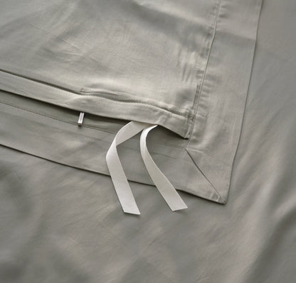 Signature Hemmed Duvet Set - Pewter