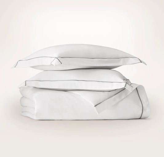 Signature Embellished Duvet Set - White/Shore Embroidered
