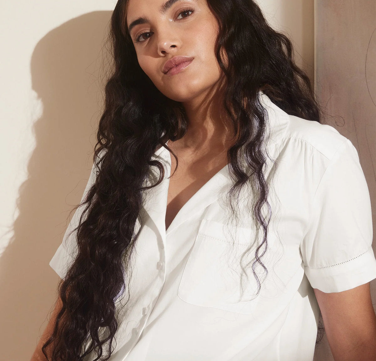 Signature Short Sleeve & Pants Pajama Set - White