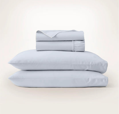 Percale Embellished Sheet Set - Hydrangea/White Piped Edge